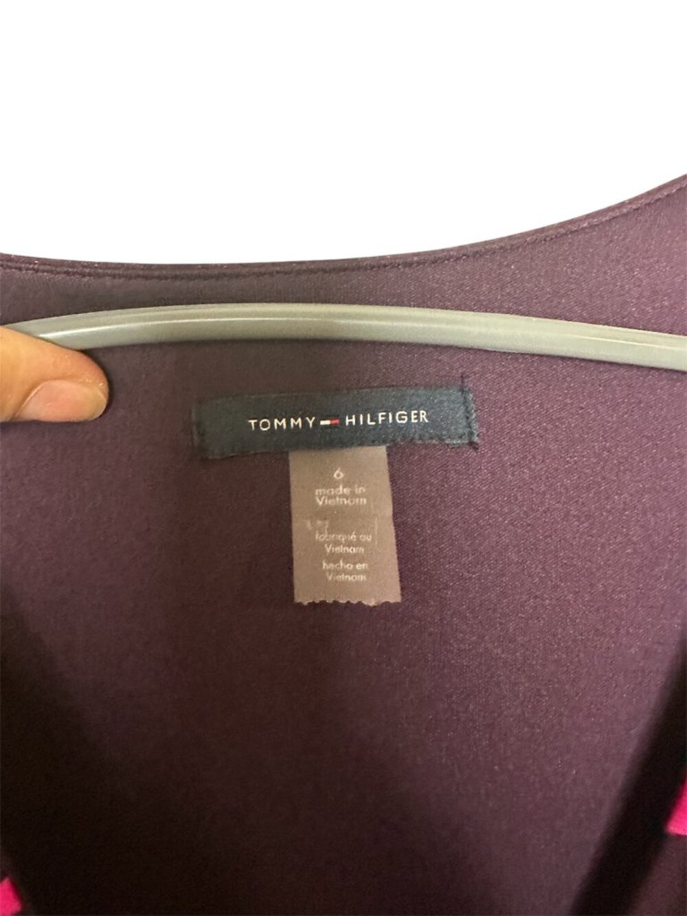 Tommy Hilfiger Flutter Sleeve V-Neck Ruffle Trim Midi Dress, Wineberry  6 - Picture 4 of 4